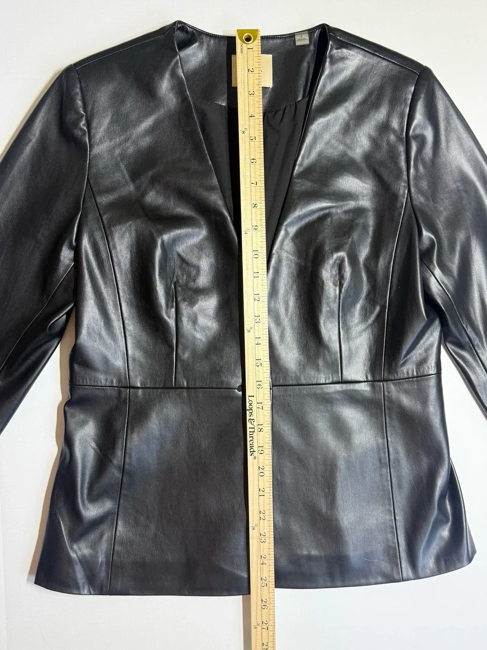 Elie Tahari Black Faux Leather Single-Button Jacket